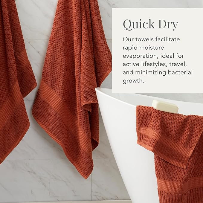 NY Loft 100% Cotton 2 Pack Bath Sheet Towel Set | Extra Large Oversize Bath Towels | Absorbent & Quick-Dry | Textured and Durable Cotton | Baked Clay