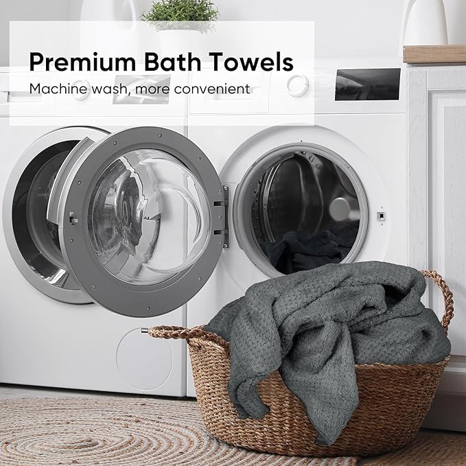 HOMEXCEL 6 Pack Bath Towel Set, (24 x 48 Inches) Microfiber Ultra Soft Highly Absorbent Bath Towels, Lightweight and Quick Drying Towels for Hotel, Bathroom, Spa and Beauty Parlor, Grey