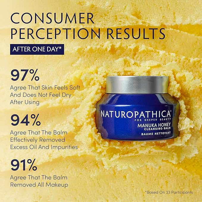 Naturopathica Manuka Honey Cleansing Balm, Manuka Honey Skin care, Makeup Removing Facial Cleanser, Gentle and Hydrating Face Wash, Cleansing Balm 2.8 fl oz