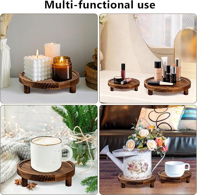 3 Pcs Wood Plant Stand Indoor , Round Wooden Risers for Decor 6/8/10" Wooden Display Stand Flower Pot Holder Small Planter Stand, Display Stand for Succulents, Home Decor(Natural)