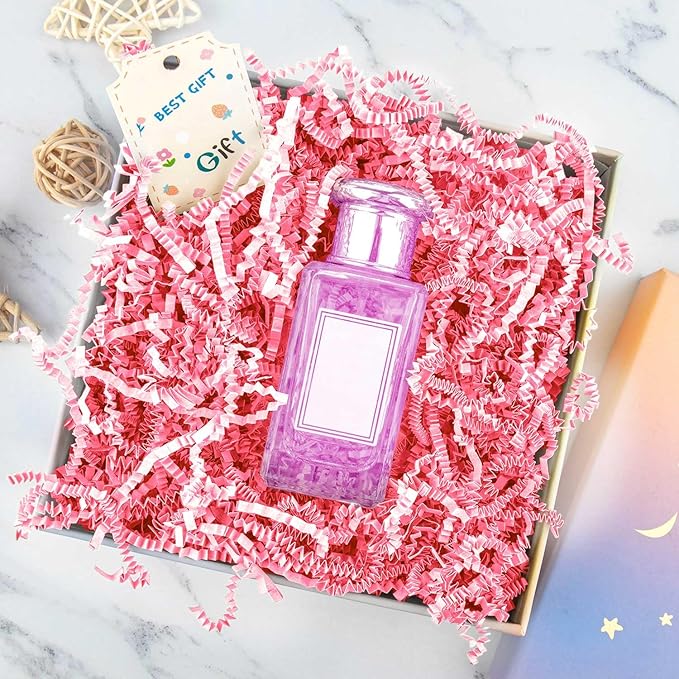 8.5oz Crinkle Paper Filler, Gift Baskets Gift Boxes Crafts Shredded Cut Paper Packaging Decorative Stuffing & Cushioning Confetti for Easter Birthday Wedding Party Favor Pink