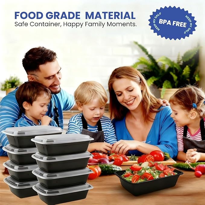 32oz 10 Pack Meal Prep Containers Reusable BPA-Free, Disposable Food Storage Containers with Lids, Bento Box Leakproof To Go Food Containers, Microwave Freezer Dishwasher Safe
