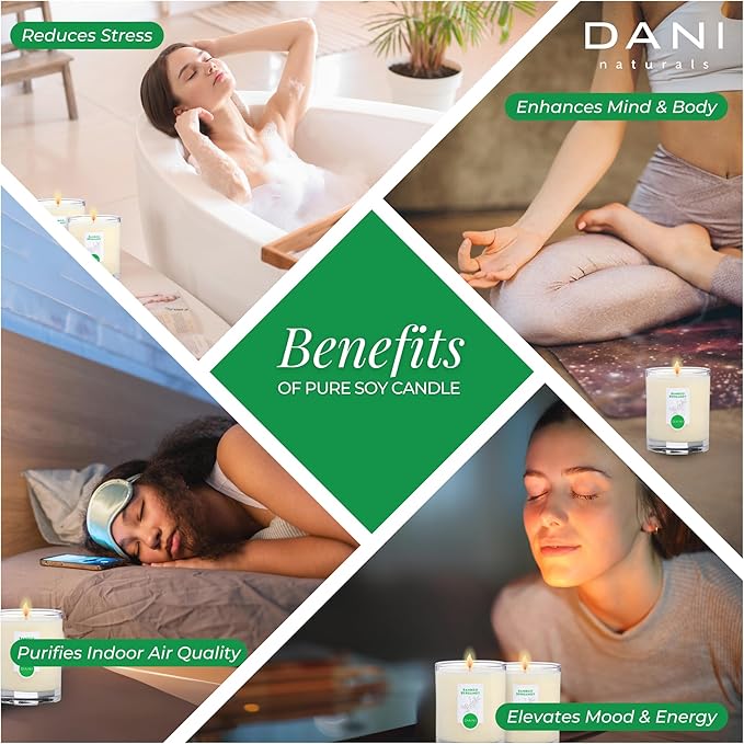 DANI Naturals Soy Candle - Bamboo Bergamot Scented, Kosher, Non-Toxic, Long-Lasting Pure Soy Candle - 7.5 oz