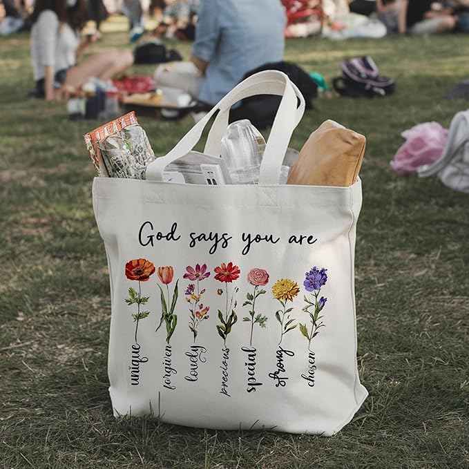 Aesthetic Canvas Bible Tote Bag for Women, Bible Tote Bag for Shopping Grocery Beach