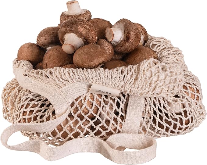 Cotton Mesh Onion Storage Bags - 100% Cotton, Reusable, and Washable Mesh Bags for Storing Potatoes, Onions, Garlic, and Other Root Vegetables - Foldable, Lightweight, and Airy Breathable (2 Totes)