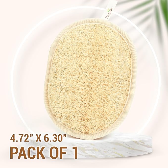 Vietnamese Natural Loofah Exfoliating Body Scrubber Pads, 100% Plant-Based Shower Luffa Sponge, Bath Loofah for Women Men (Pack of 1)