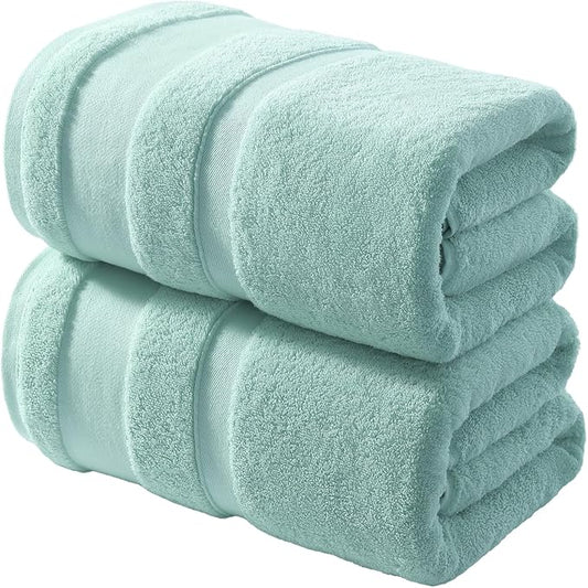 REDKISS 100% Cotton Bath Towels Set of 2, Extra Large Bath Sheets 35 X 70 Inches, 800 GSM, Quick Dry, Ultra Soft & Super Absorbent Bathroom Towel Sets for Bathroom, Gym, Spa, Pool & Hotel, Blue