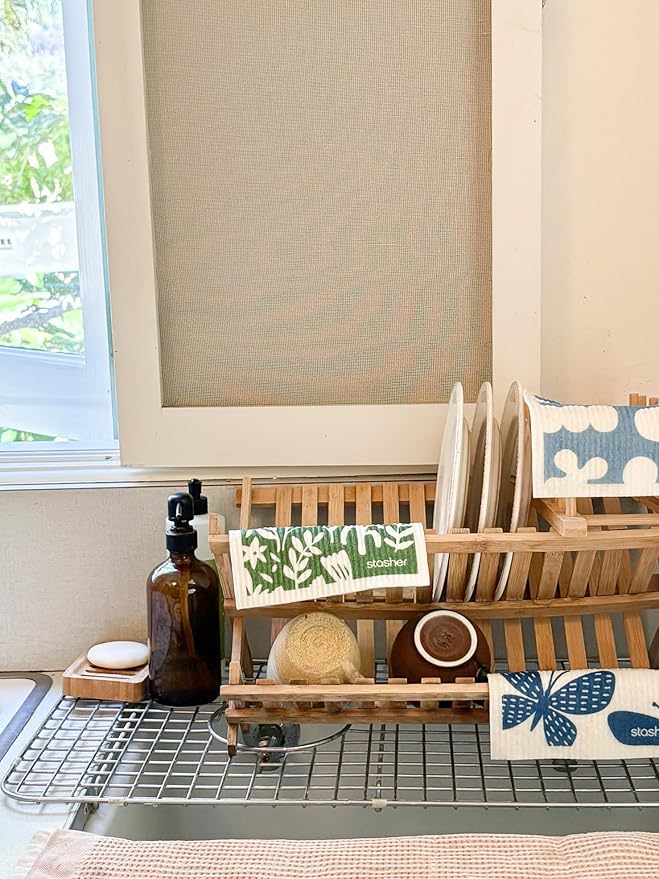 Stasher Reusable Swedish Dishcloths 3-Pack, Animal Print, 7” W x 8” L, Washable, Absorbent, 100% Biodegradable, Odor & Stain Resistant, Eco-Friendly Paper Towel Alternative for Kitchen