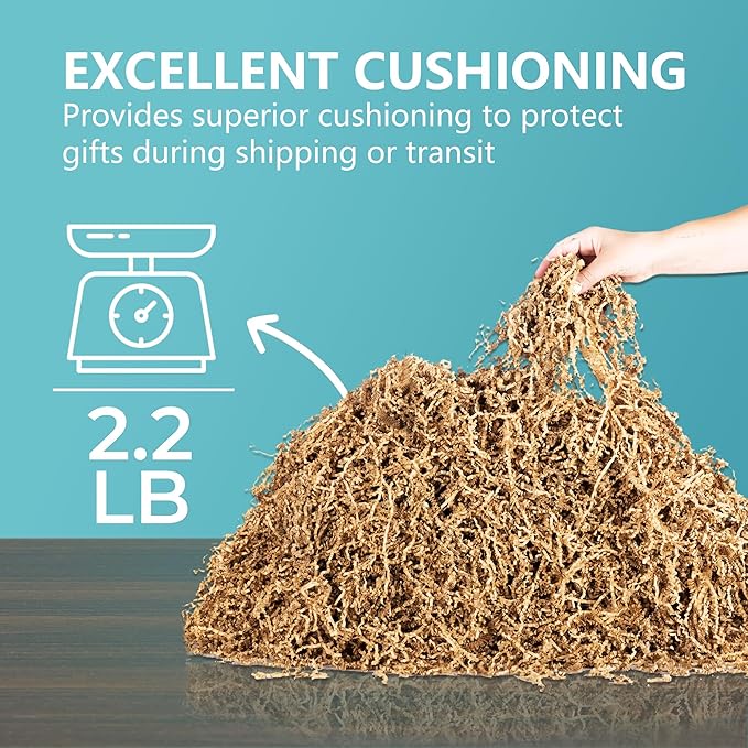2.2 LB Kraft Shredded Paper for Gift Baskets, Effective Crinkle Paper and Basket Filler, Ideal for Gift Box Stuffing and Handmade Decoration, Birthdays, Weddings, Anniversaries, and All Occasions