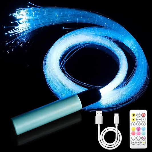 OUTREE Fiber Optic Light with RGB Remote Control, USB Rechargeable, Fiber Optic Lamp with 7 Colors 23 Lighting Effects, Sensory Room Must Haves for Bedroom, Home Decor, Party & Nightlight
