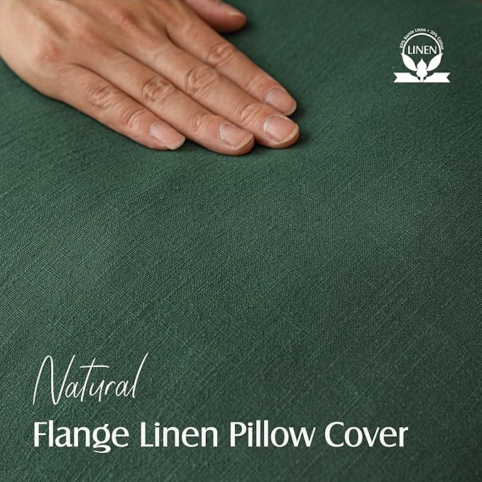 Foindtower Set of 2, Decorative Linen Soild Throw Pillow Covers Soft Accent Euro Cushion Case Farmhouse Neutral Pillowcase for Chair Couch Sofa Bedroom Living Room Home Decor 22 x 22 Inch Pine Green