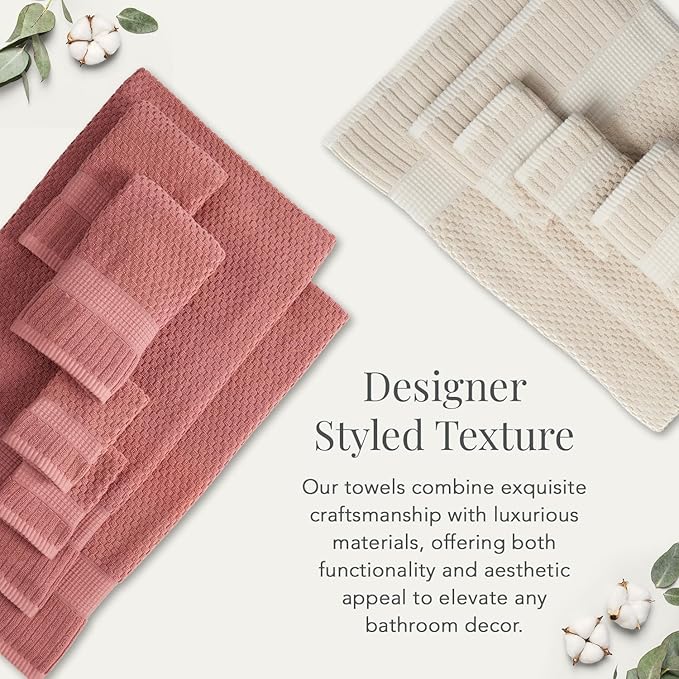 NY Loft 100% Cotton 4 Pack Bath Towel Set| Super Soft & Absorbent Quick-Dry Bath Towels 30" x 52" |Textured and Durable Cotton | Trinity Collection (4 Pack, Sage)