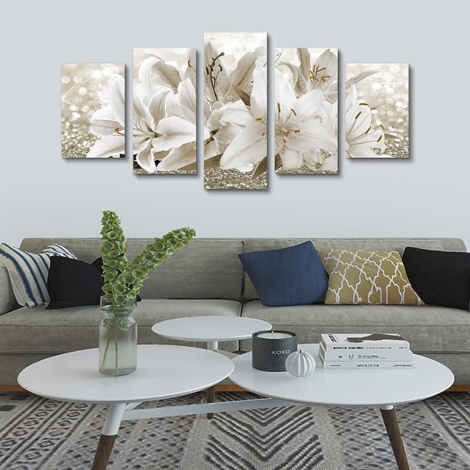 LUDUHU Arts Modern Flower Theme Wall Art - Abstract Orchid Canvas Wall Decor Flower Abstract Painting Still Life Canvas Wall Art for Home Decor (I,Oversize 80x40inch)