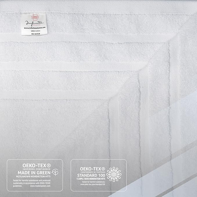 Infinitee Xclusives 100% Cotton Luxury Bath Towels Set of 2 (27x54 Inches) (Brilliant White, Bath Towels - Pack 2)