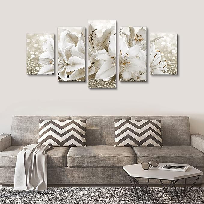 LUDUHU Arts Modern Flower Theme Wall Art - Abstract Orchid Canvas Wall Decor Flower Abstract Painting Still Life Canvas Wall Art for Home Decor (I,Oversize 80x40inch)
