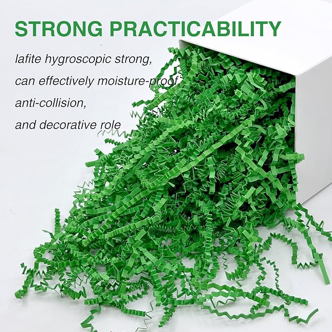 2LB Crinkle Cut Paper Shred Filler for Bag Gift Box Basket Confetti Paper Shreded Stuffing Decoration for Valentine's Day Holiday Party (Forest Green)