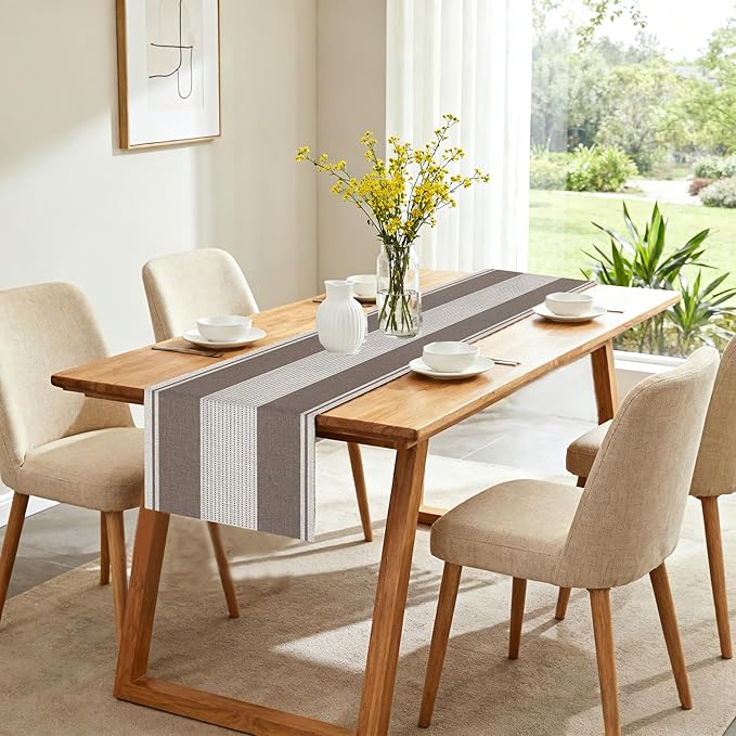 Rustic Linen Table Runner, Farmhouse Runners 13x72 Inches Long for Dining Tables Decor, Cottagecore Style, Party and Home Decoration