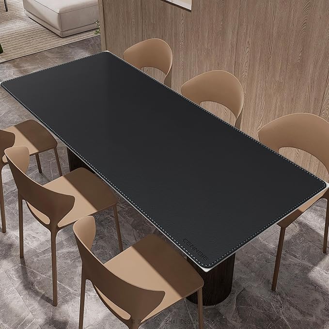 CENNBIE Leather Desk Mat Protector, XXXXXL 74.8" x 31.4" Extra Large Leather Office Desk Pad Mat for Full Desk, Computer Desk Mat on top of desks - Oversized Large Mouse Pad (Black)
