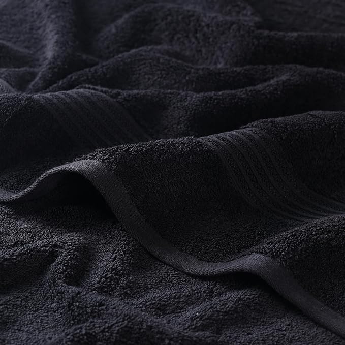 Superior Egyptian Cotton 6-Piece Towel Set, Bathroom Essentials, Towels For Bathroom, Apartment, Airbnb, Guest Bath, Face, Hand, Bath Towels, Washcloths, Absorbent, Fast Drying, Black