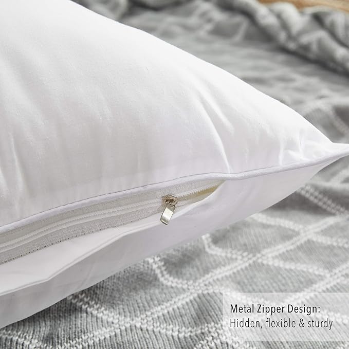 Oubonun 30 x 30 Pillow Inserts (Set of 2) - Euro Pillows with 100% Cotton Cover - 30 Inch Square Interior Sofa Pillow Inserts - Decorative Pillow Insert Pair - White Couch Pillow