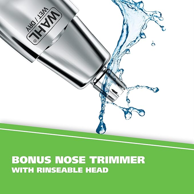 Wahl Groomsman Rechargeable Beard Trimmer kit for Mustaches, Nose Hair, and Light Detailing and Grooming with Bonus Wet/Dry Battery Nose Trimmer – Model 5622v