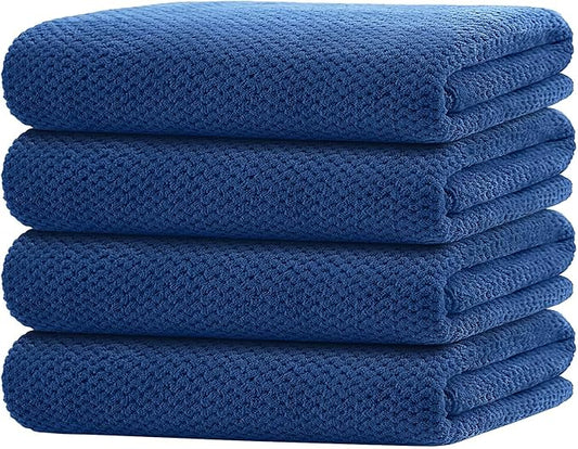 HOMEXCEL Bath Towel Set Pack of 4, 30 x 60 Inches Large Microfiber Bath Towels, Soft, Absorbent, and Quick Dry Towels for Bathroom, Pool, Beach, Swim, and Yoga, Large Bathroom Towels, Blue