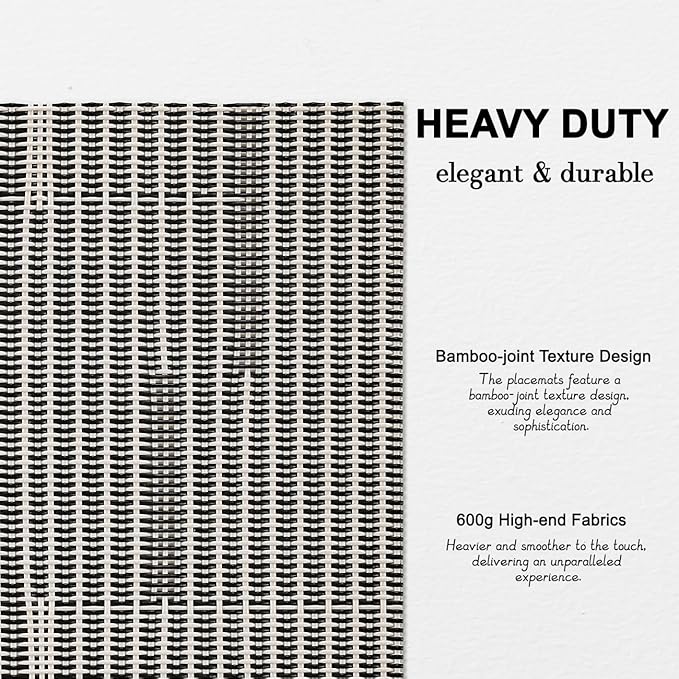 Placemats Set of 4, Vinyl Woven Place Mats Indoor Set of 4 Washable Wipeable PVC Table Mats Heat-Resistant Non Slip Placemat for Kitchen Dining Outdoor Table (Beige Dark Gray, Set of 4)