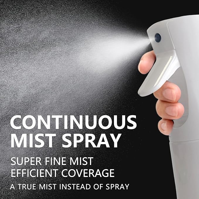 Spray Bottle for Hair Continuous Ultra Fine Mist (300ml) 360° Multi Spray Bottle for Plants, Cleaning, Skin Care Leakproof & Durable 2 Pack