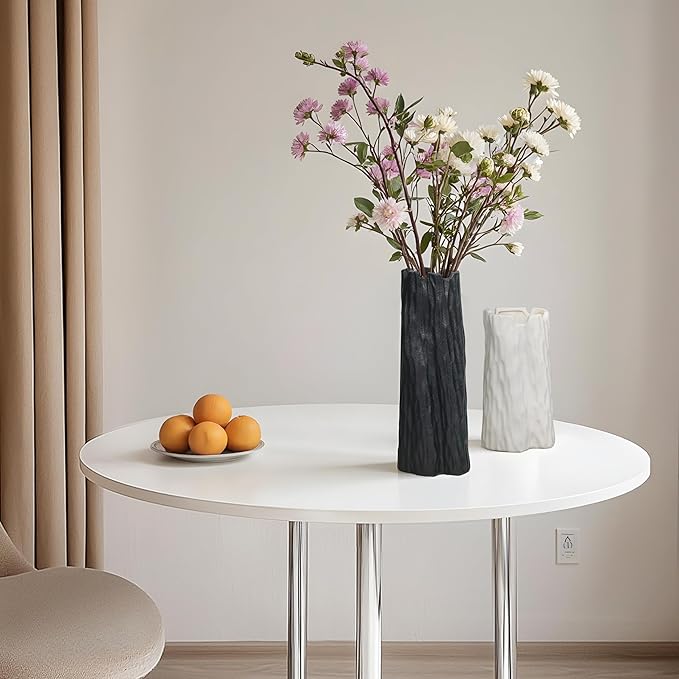 Black Matte Ceramic Vase, Organic Nature Shape, 10.7 Inch Boho Nordic Ins Style Decorative Flowers Vase, Living Room Bedroom Entryway Minimalist Centerpiece Decor, Birthday Gifts for Women