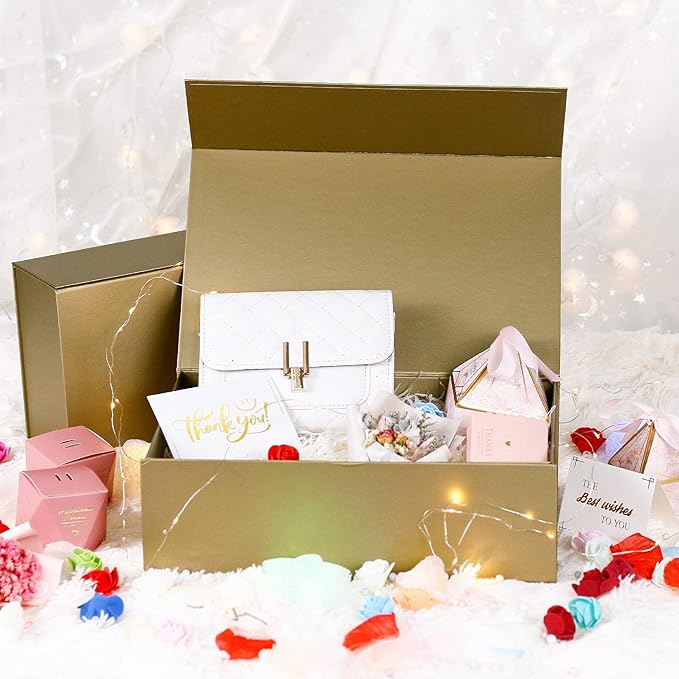 Luxury Large Gift Box 13.8"x9"x4.3" Storage Box Ribbon Magnetic Closure for Luxury Packaging Box for Mother's Day, Birthdays, Bridal Gifts,Weddings