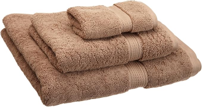 Buckingham Egyptian Cotton 3-Piece Towel Set, Washcloths, Hand Towels, Bath Towels, Latte