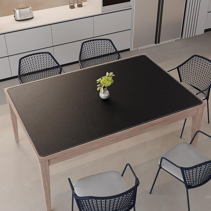 CENNBIE HUGE180 70.8" x 47" Black Leather Desk Mat for Conference Table, Dining Table, Work Table, Banquet Tables, Library Table