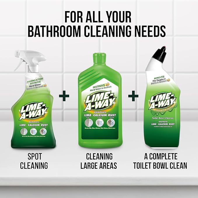 Lime-A-Way Bathroom Cleaner, 32 fl oz Bottle, Removes Lime Calcium Rust