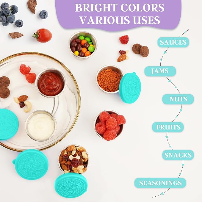 6x2.7 Oz Salad Dressing Container to Go,Handy Leakproof Stainless Steel Meal Prep Containers Reusable,Sauce Containers for Lunch Box, Picnics, Travel, Office and Kitchen Storage