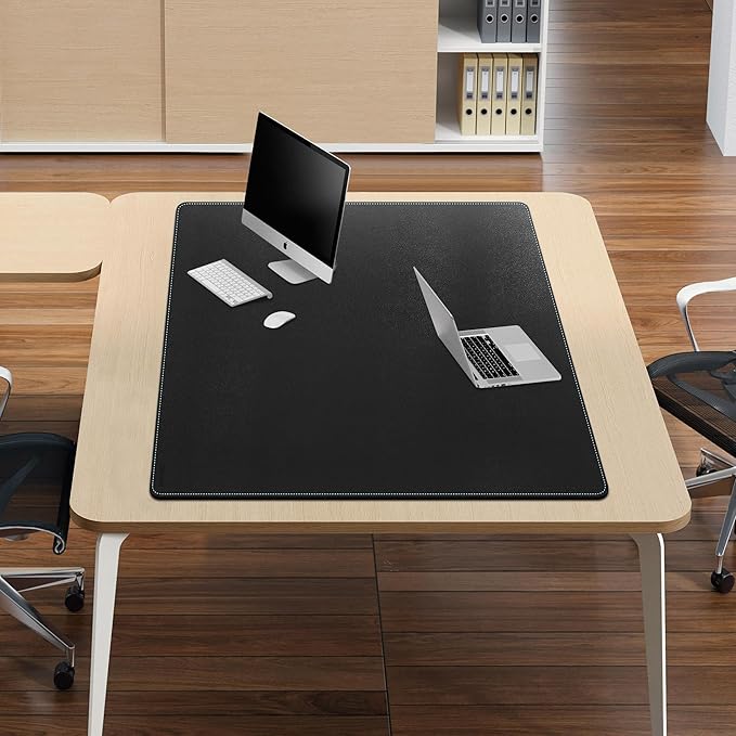 CENNBIE Leather Desk Pad, 51.2" x 31.4" Extra Large Leather Desk Mat Blotter Protector, Non-Slip Mouse Pad, Waterproof PU Leather Desk Mat on top of desks Large for Office and Home (Black)