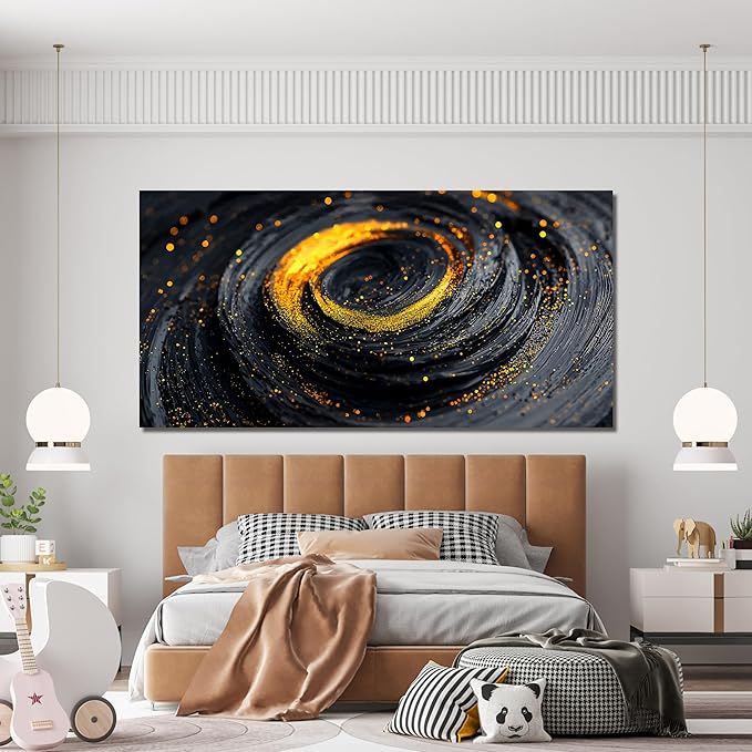 Abstract Wall Art Decor Wall Art Pictures for Living Room Abstract Canvas Art Wall Decor Large Black Gold Wall Art Prints Minimalist Oversized Modern Wall Art Artwork for Walls Office Home Decor 29" X 58"