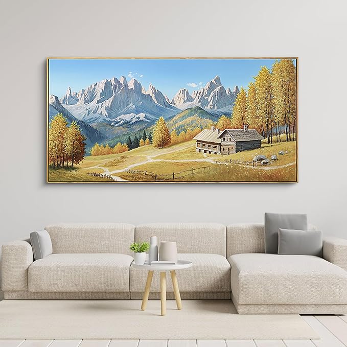 yiijeah Rustic Wall Art - Paintings for Living Room Framed Canvas Wall Decor Large Framhouse Country Fall Snowman Picture for Bedroom Office Home Decoration