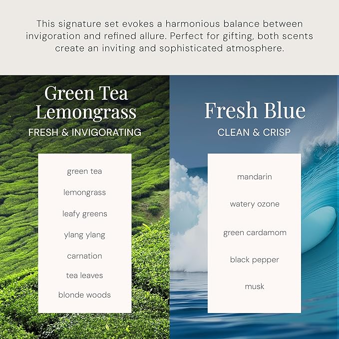 Air Esscentials 'The Mini' Gift Set, Mini Essential Oil Diffuser with Green Tea Lemongrass & Fresh Blue, Rechargeable & Waterless Small Oil Diffuser, 300 sq. ft. Coverage, Signature Scent Collection