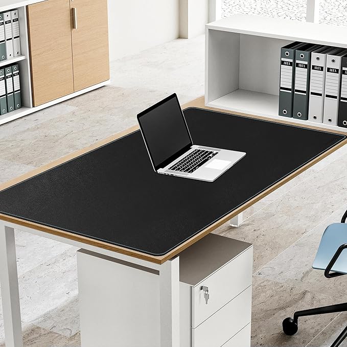 CENNBIE Leather Desk Mat Large, 43.6" x 23.6" Desk Pad Blotter Protector, Extended Non-Slip Mouse Pad, Waterproof PU Leather Large Mouse pad for Desk Office and Home (Black)