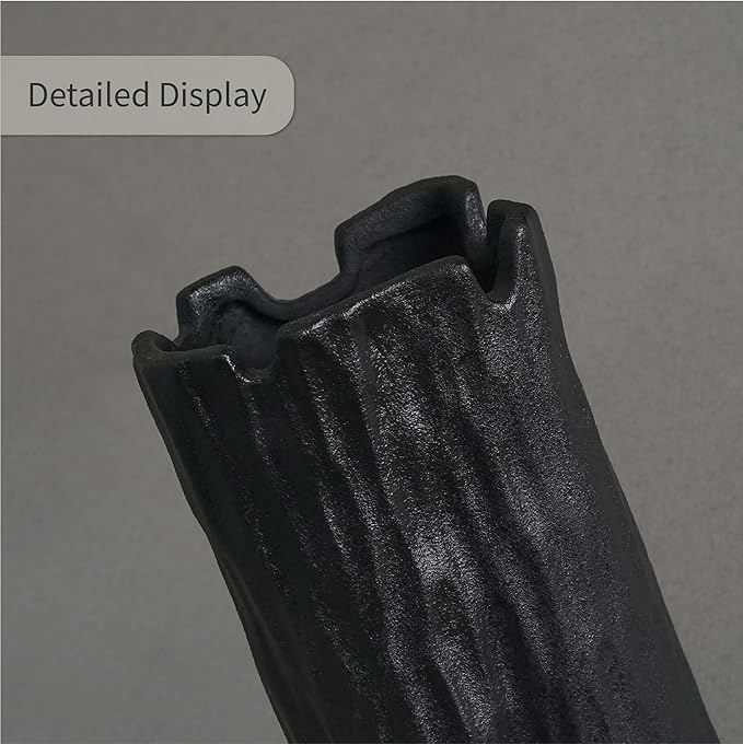 Black Matte Ceramic Vase, Organic Nature Shape, 7.5 Inch Boho Nordic Ins Style Decorative Flowers Vase, Living Room Bedroom Entryway Minimalist Centerpiece Decor, Birthday Gifts for Women