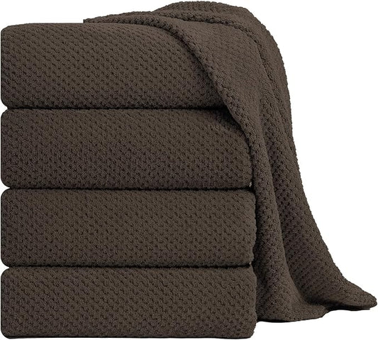 Extra Large Bath Towel Sheet Set 35x70 Inches - Oversized Bath Towels Set,Large Microfiber - Quick Dry,Lightweight,Super Soft,Highly Absorbent Towel Set for Bathroom,Pack of 4(Seal Brown)