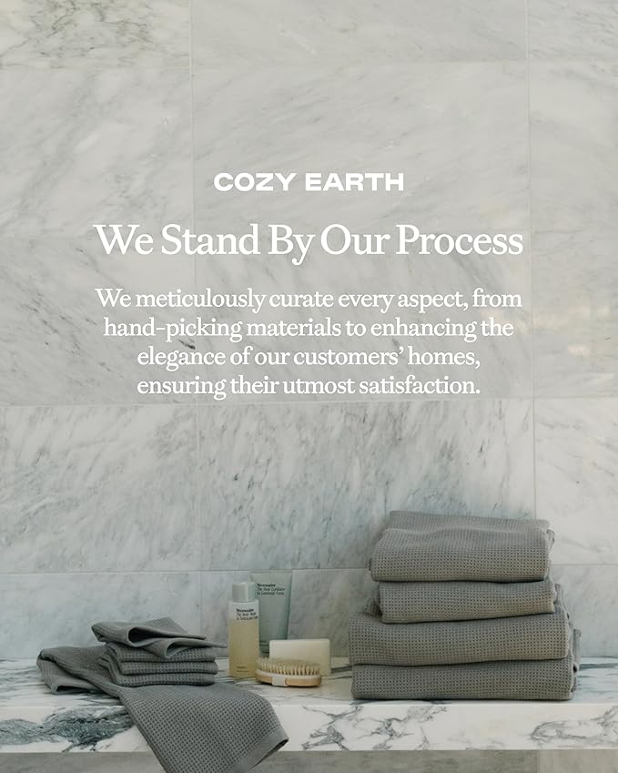 Cozy Earth Waffle Bath Towels - 60% Cotton 40% Viscose from Bamboo Bath Towels 30 x 58 Inches - Soft & Absorbent Terry, Reversible Mini Textured Waffle & Weave Pattern - 2 Pack