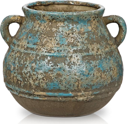 Hollyone Blue Ceramic Planters 5.7 Inch Large Vintage Ceramic Pots for Plants Indoor Outdoor Plant Planters Fit Mid Century Succulent Plant Stand Flower Pot Home Decor