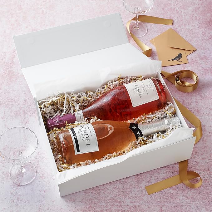 CECOBOX - Gift Boxes with Lids for Presents 13"x8.5"x4" - Matte, Collapsible Magnetic Closure Gift Box - Groomsmen & Bridesmaid Proposal Boxes, Wedding, PR, Birthdays, Holidays (White)