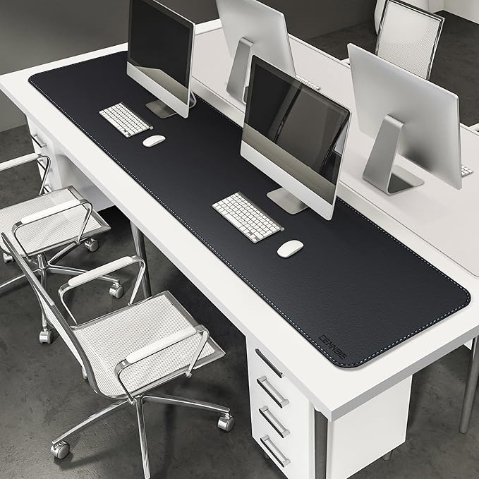 CENNBIE Leather Desk Mat Protector, 74.8" x 16" Extra Large Leather Office Desk Pad Mat for Full Desk, Computer Desk Mat on top of desks - Oversized Large Mouse Pad (Black)