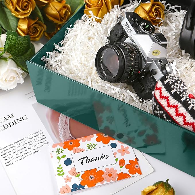 6 Large Gift Boxes with Lids 13.5x9x4.1 Inches, Green Groomsmen Proposal Gift Boxes with Magnetic Closure for Father's Day or All Occasion (Glossy Green)