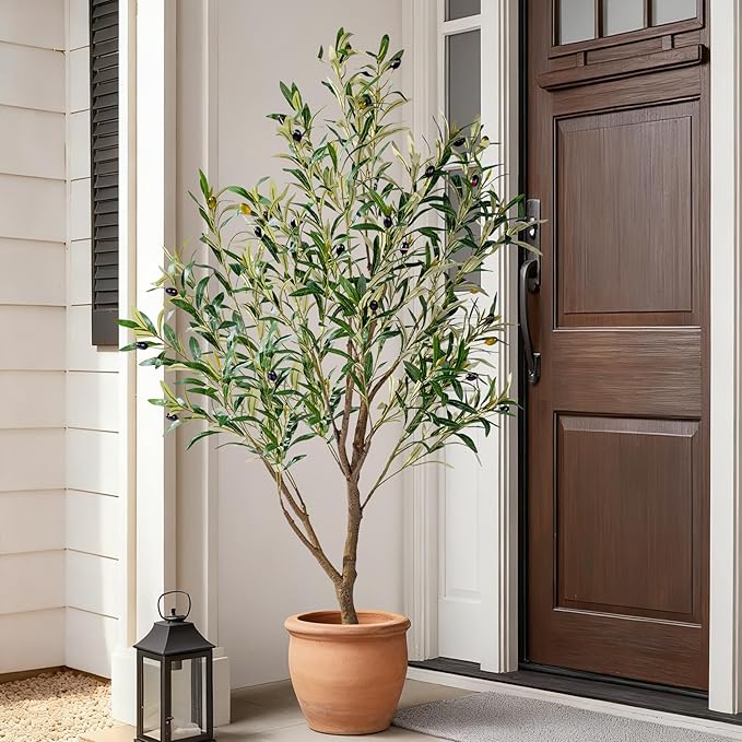5ft Artificial Olive Tree Faux Olive Plant for Home Decor, Large Fake Olive Tree Modern Farmhouse Style, Floor Plant for Indoor Artificial Trees for Home Decor Indoor, Arbol de Olivo Artificial