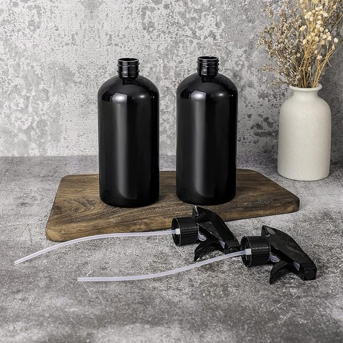 UUJOLY 17 oz Plastic Spray Bottle Trigger Empty Spray Bottles Clear Refillable Container for Water, Essential Oils, Hair, Cleaning Products, Adjustable Head Sprayer and Stream (4 Pack)