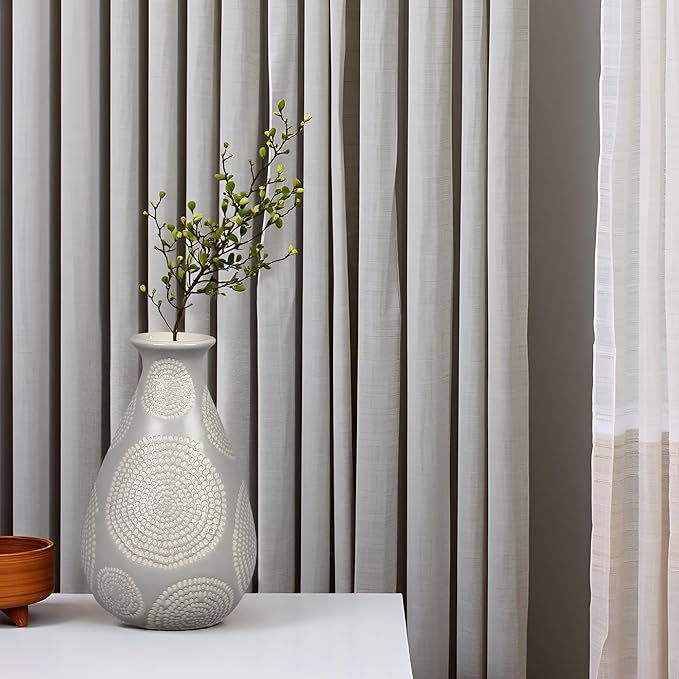 Young's Inc Ceramic Black and White Vase – Modern Minimalist Monochrome Decorative Flower Vase for Home, Office, Wedding, and Centerpieces, 7” Tall