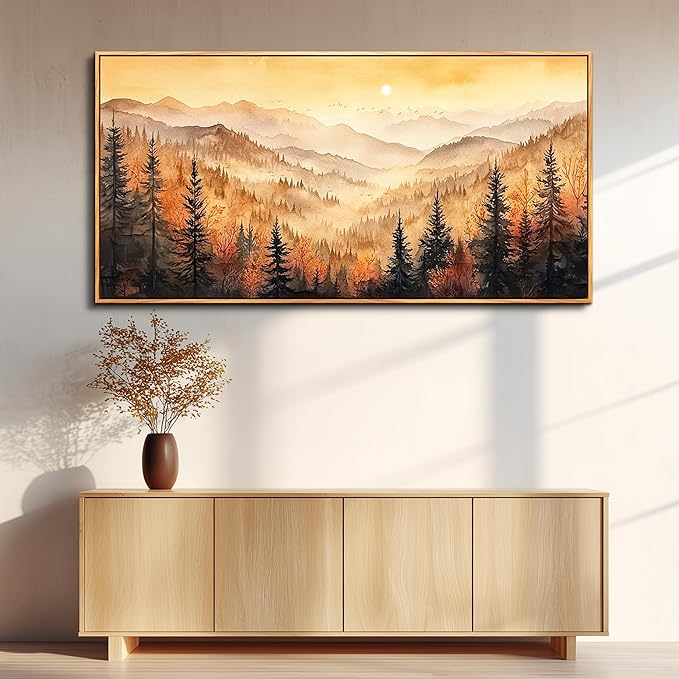 FUHAIHUA Wood Framed Canvas Wall Art For Living Room Large Wall Decor For Office Bedroom Decorations Forest Landscape Pictures Farmhouse Painting Artwork Room Wall Mural Aesthetic Home Decor 30x60 In